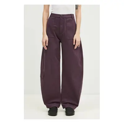 Bavlněné kalhoty Alpha Industries Field Pant fialová barva, široké, high waist, 148021