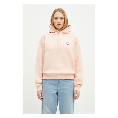 Bavlněná mikina Maison Kitsuné Bold Fox Head Patch Comfort Hoodie dámská, oranžová barva, s kapu