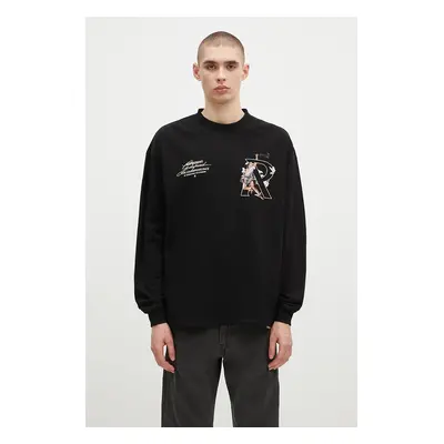 Bavlněné tričko s dlouhým rukávem Represent Hermes Longsleeve černá barva, s potiskem, MLM4232.0