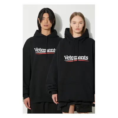 Mikina VETEMENTS Campaign Logo Hoodie černá barva, s kapucí, s potiskem, UE64HD440B