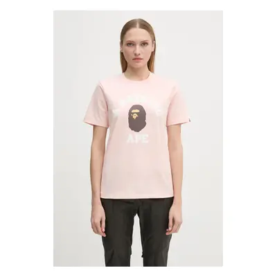 Bavlněné tričko A Bathing Ape COLLEGE TEE oranžová barva, 1K80210001