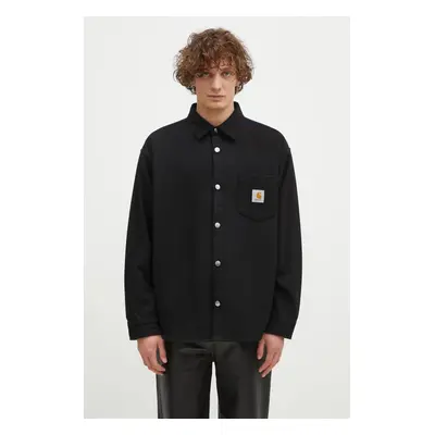 Vlněná košile Carhartt WIP Torin Shirt Jac černá barva, relaxed, s klasickým límcem, I033779.89X