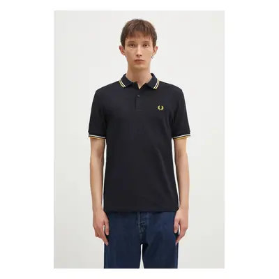 Bavlněné polo tričko Fred Perry The Twin Tipped Shirt tmavomodrá barva, M3600.W53