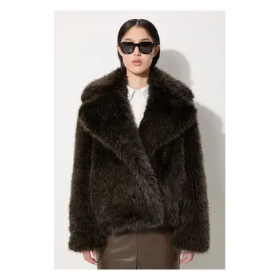 Bunda Kenzo Short Fake Fur Blouson dámská, černá barva, zimní, FE62BL1869FP.90