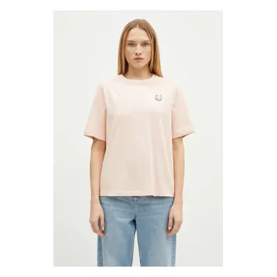 Bavlněné tričko Maison Kitsuné Bold Fox Head Patch Comfort oranžová barva, MW00127KJ0119