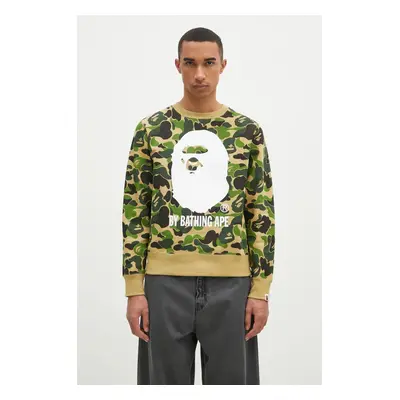 Bavlněná mikina A Bathing Ape Abc Camo pánská, zelená barva, vzorovaná, 1K80113008