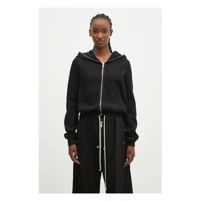 Bavlněná mikina Rick Owens Small Gimp Hoodie dámská, černá barva, s kapucí, hladká, DS02D2246.FE