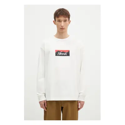 Tričko s dlouhým rukávem Nanga Eco Hybrid Box Logo Longsleeve bílá barva, s potiskem, NW2431.1E1