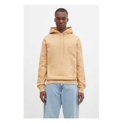 Bavlněná mikina Maison Kitsuné Chillax Patch Regular Hoodie pánská, oranžová barva, s kapucí, s 