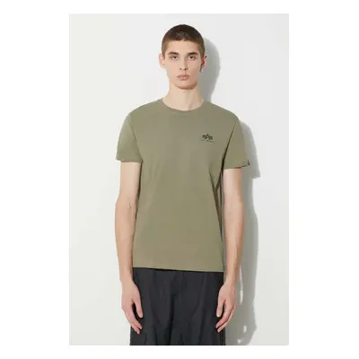 Bavlněné tričko Alpha Industries Basic T Small Logo zelená barva, 188505.11