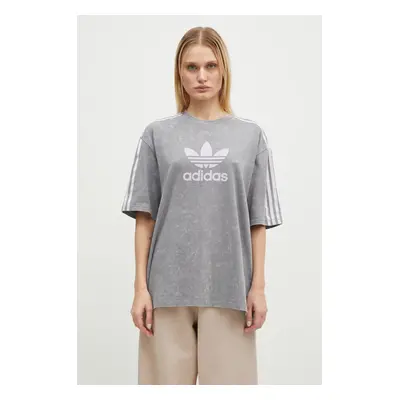 Bavlněné tričko adidas Originals Wash Tee šedá barva, IW3412