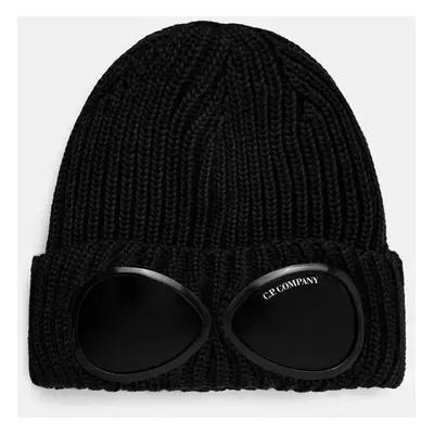 Vlněná čepice C.P. Company Extra Fine Merino Wool Goggle Beanie černá barva, 17CMAC122A005509A