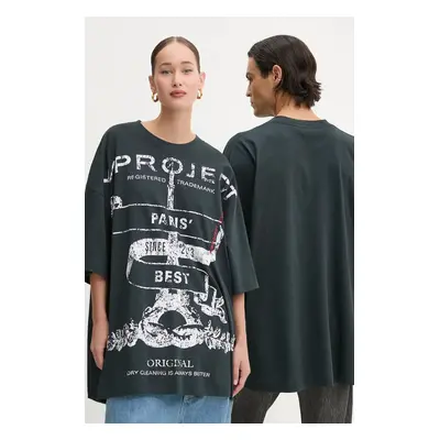 Bavlněné tričko Y/Project EVERGREEN PARIS' BEST PINCHED T-SHIRT černá barva, s potiskem, 204TS00