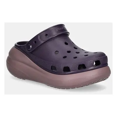 Pantofle Crocs Classic Crush Clog dámské, fialová barva, na platformě, 207521