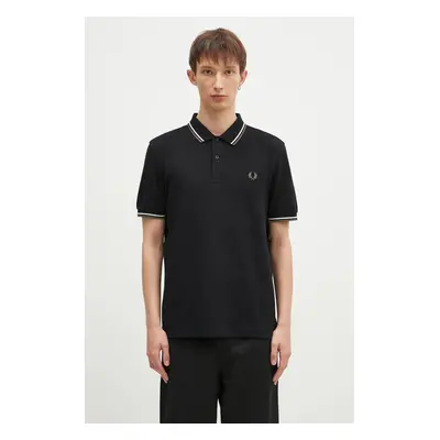 Bavlněné polo tričko Fred Perry The Twin Tipped Shirt černá barva, M3600.W54