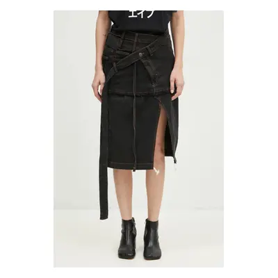 Džínová sukně Ottolinger Signature Wrap Denim Skirt šedá barva, midi, áčková, 2217040111