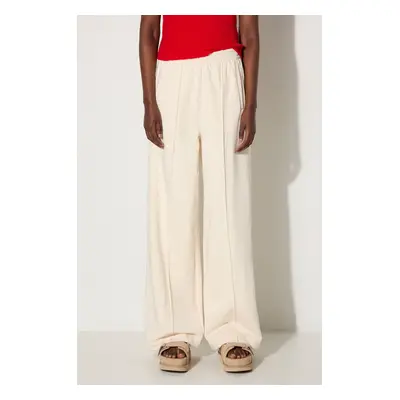 Bavlněné tepláky adidas Originals Wide Leg Pant béžová barva, hladké, IZ0292