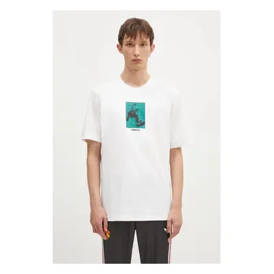 Bavlněné tričko adidas Originals GRFX Tee béžová barva, s aplikací, IZ4839