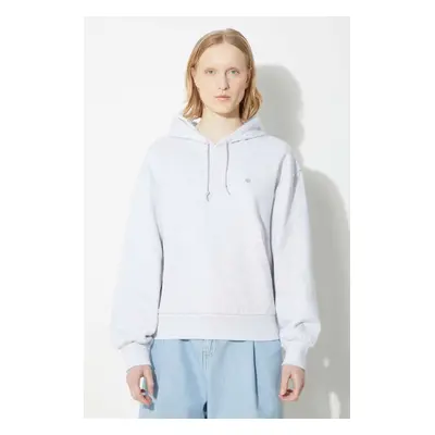 Bavlněná mikina Carhartt WIP Hooded Casey Sweatshirt dámská, šedá barva, s kapucí, melanžová, I0