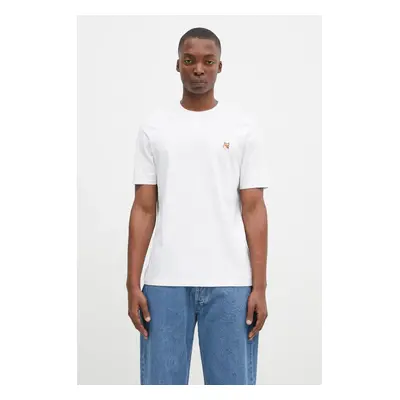 Bavlněné tričko Maison Kitsuné Fox Head Patch Regular Tee Shirt bílá barva, s aplikací, LM00104K