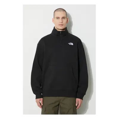 Mikina The North Face M Essential Qz Crew pánská, černá barva, s aplikací, NF0A87FCJK31