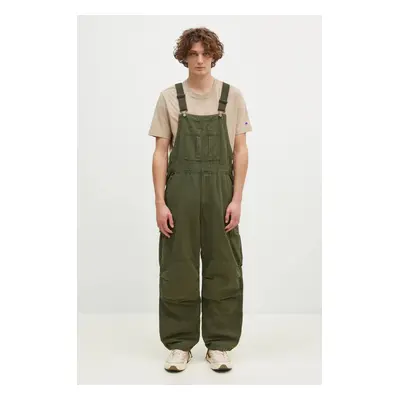 Džínové lacláče Carhartt WIP Cargo Bib Overall zelená barva, I033752.2BR4J