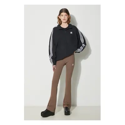 Kalhoty adidas Originals dámské, hnědá barva, zvony, high waist, IR5945