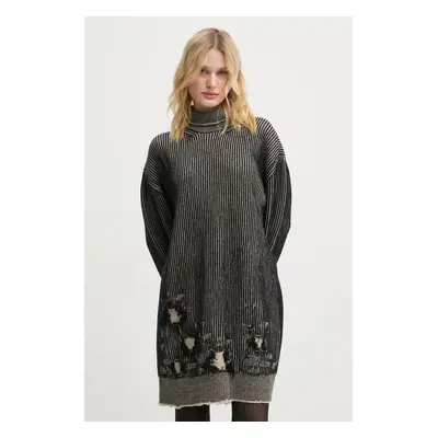 Oboustranné vlněné šaty MM6 Maison Margiela černá barva, mini, oversize, S62DA0031.M13076