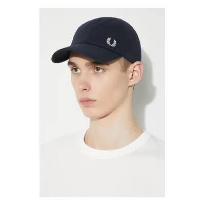 Bavlněná baseballová čepice Fred Perry Pique Classic Cap tmavomodrá barva, s aplikací, HW6726.26