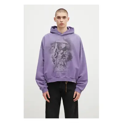 Bavlněná mikina Represent Atlas Hoodie pánská, fialová barva, s kapucí, s potiskem, MLM41145.057