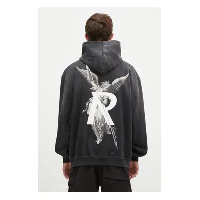 Bavlněná mikina Represent Archangel Hoodie pánská, černá barva, s kapucí, s potiskem, MLM4238.23