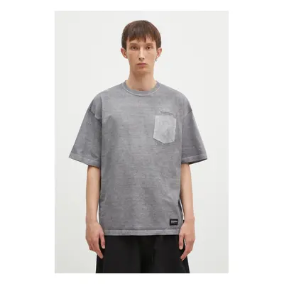 Bavlněné tričko NEIGHBORHOOD Pigment Dyed Crewneck SS šedá barva, 242UNNH.CSM04