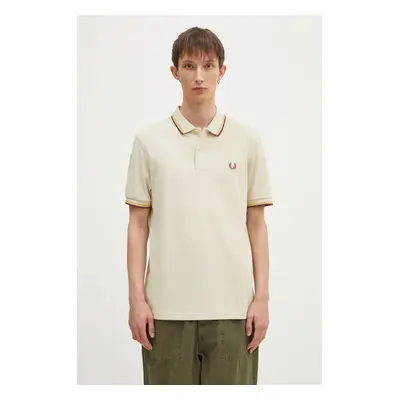 Bavlněné polo tričko Fred Perry The Twin Tipped Shirt béžová barva, M3600.W55