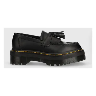 Kožené mokasíny Dr. Martens Adrian Quad dámské, černá barva, na platformě, DM27989001