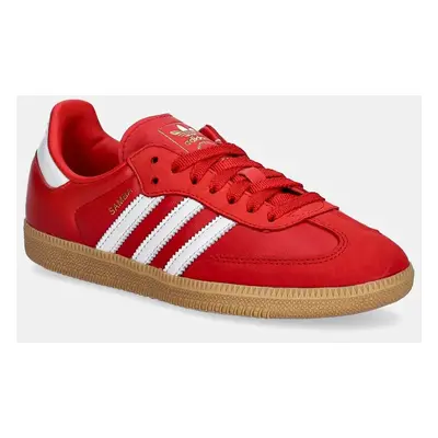 Kožené sneakers boty adidas Originals Samba OG W červená barva, IE6524