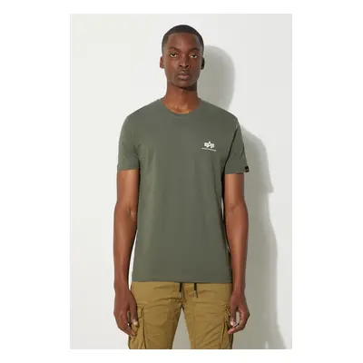 Bavlněné tričko Alpha Industries Basic T Small Logo zelená barva, 188505.142