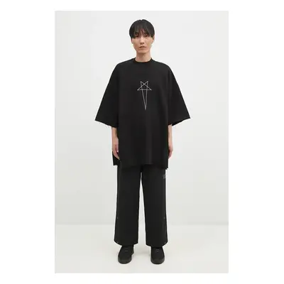 Bavlněné tričko Rick Owens Tommy T černá barva, s potiskem, DU02D2259.FEP3