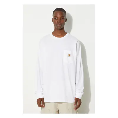 Bavlněné tričko s dlouhým rukávem Carhartt WIP Longsleeve Pocket bílá barva, I030437.02XX