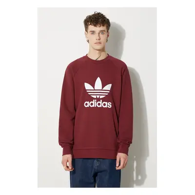 Bavlněná mikina adidas Originals pánská, červená barva, vzorovaná, IA4856-red