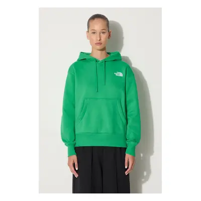 Mikina The North Face W Essential Hoodie dámská, zelená barva, s kapucí, s aplikací, NF0A7ZJDPO8