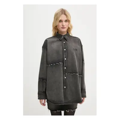 Džínová bunda MM6 Maison Margiela dámská, šedá barva, přechodná, oversize, S62AN0134.S30848