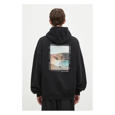 Mikina MKI MIYUKI ZOKU Resort Hoody pánská, černá barva, s kapucí, s potiskem, RESORT.HOODY