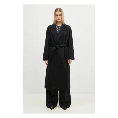 Vlněný kabát A.P.C. Manteau Floriane černá barva, přechodný, WOAQZ-F01544