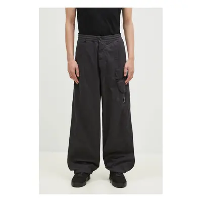 Bavlněné kalhoty C.P. Company Microreps Boxy Lens Cargo Pants černá barva, jednoduché, 17CMPA178