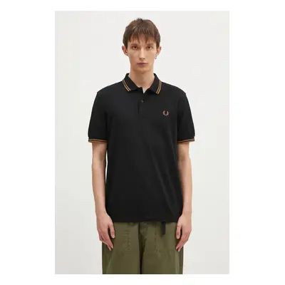 Bavlněné polo tričko Fred Perry The Twin Tipped Shirt černá barva, M3600.Q27