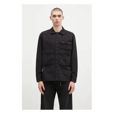 Bavlněná košile Carhartt WIP Longsleeve Tracker Shirt černá barva, regular, s klasickým límcem, 