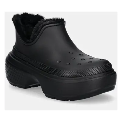 Nízké kozačky Crocs Stomp Lined Shorty Boot dámské, černá barva, na platformě, zateplené, 210673