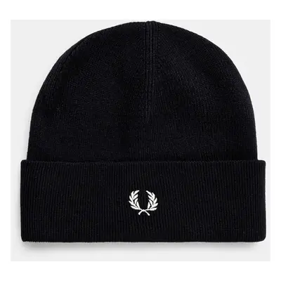 Vlněná čepice Fred Perry Classic Beanie tmavomodrá barva, z tenké pleteniny, C8161.T05