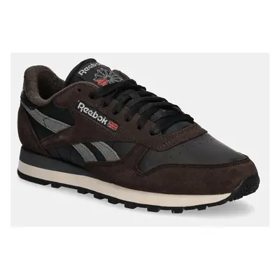 Kožené sneakers boty Reebok Classic Classic Leather hnědá barva, 100201111