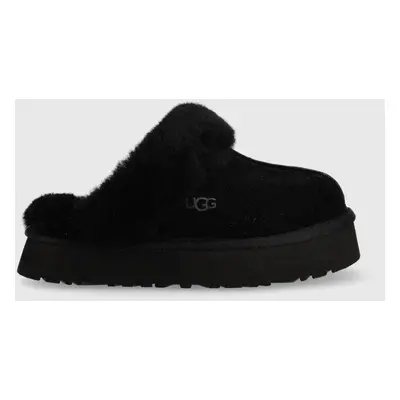 Kožené papuče UGG W Disquette černá barva, 1122550.BLK